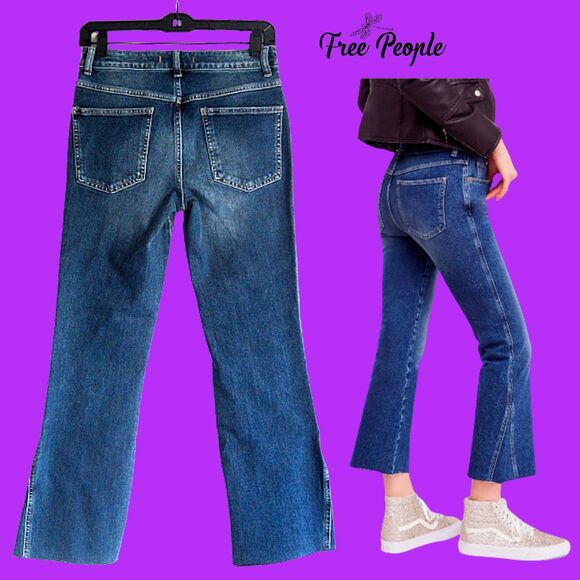 FREE PEOPLE NEW Bohemian Chic RITA Crop Flare Jean 27 - Picture 10 of 12